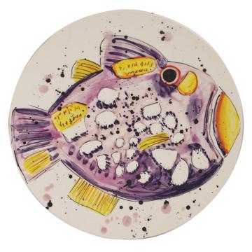 Assiette Poisson en faïence tournée, violet [3]