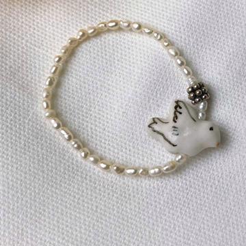 Bracelet Colombe en perles et porcelaine, blanc [3]