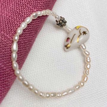 Bracelet Souris en perles et porcelaine, blanc [1]