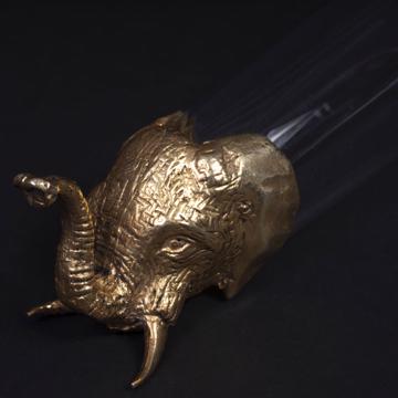 Flûte Éléphant en cristal et métal argenté ou doré, or [5]