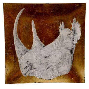 Grand plat Rhinocéros en découpage sous verre, or, 34 cm [4]
