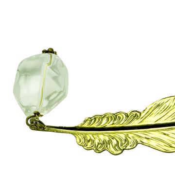 Marque page Plume avec cristal, or, cristal transparent  [3]