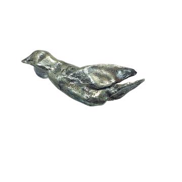 Poignée de porte Oiseau en métal patiné, argent, droite [3]