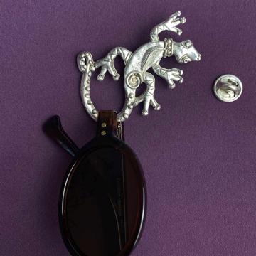 Pin's porte lunettes Lézard en métal argenté ou doré, argent [4]