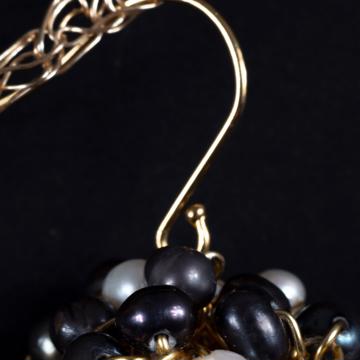 Boucles d'Oreilles Rondes en perles baroques, noir [3]