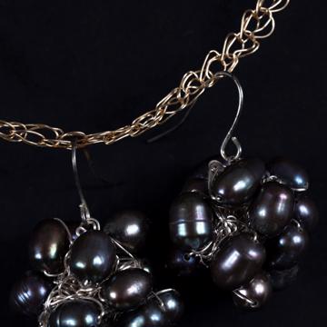 Boucles d'Oreilles Rondes en perles baroques, gris [2]