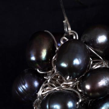 Boucles d'Oreilles Rondes en perles baroques, gris [3]