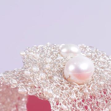 Manchette Rosée en perles et plaqué Argent, argent, la classique [5]