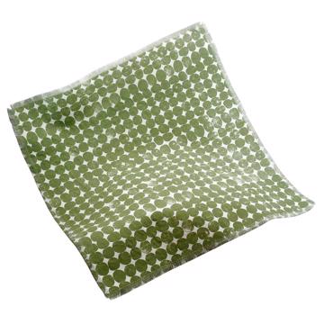Serviette de table Rond en lin sérigraphié, vert mousse [3]