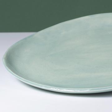 Assiettes Alagoa en faïence estampée, vert menthe, 28 cm diam. [2]