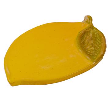 Assiette à Tapas Citron en faïence estampée, jaune [3]