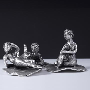 Les baigneuses en métal argenté, argent, collection complète [1]