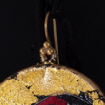 Boucles d'Oreilles Médaillon, modèle Oiseaux, multicolore, oreille percée [4]