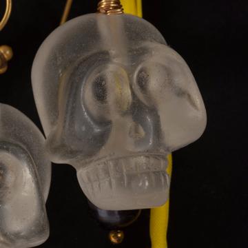 Boucles d'oreilles Vanités sculptées en cristal, transparent, oreille percée [4]