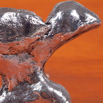 Bouton de porte Grand Oiseau en métal patiné, argent, gauche [2]