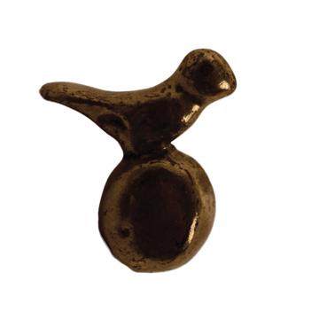 Bouton de porte Oiseau en métal patiné, bronze, main gauche