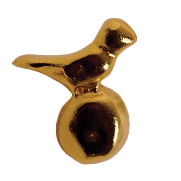 Bouton de porte Oiseau en métal patiné, or, main gauche