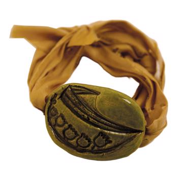 Bracelet Muguet en Faïence et Sari, vert péridot [3]