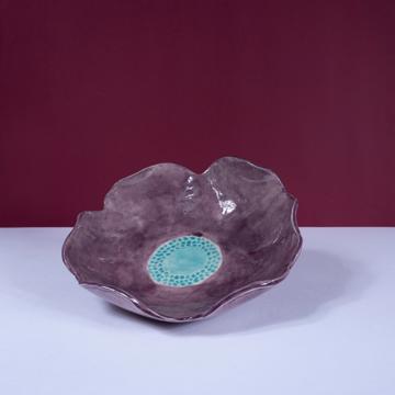 Assiette creuse Fleur en faïence estampée, violet [1]
