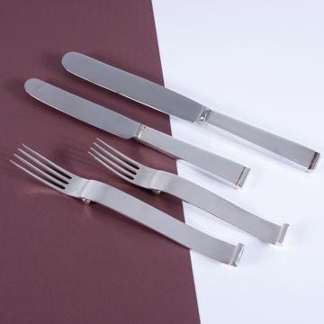 Fourchette et couteau Vague en métal argenté
