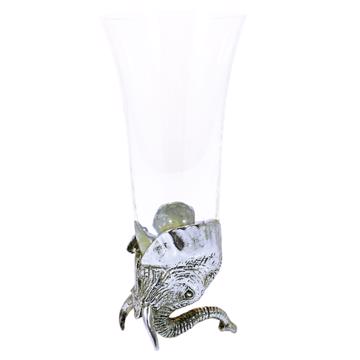 Flûte Éléphant en cristal et métal argenté ou doré, argent