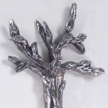 Poignée de porte Oiseau dans l'arbre en métal patiné, argent, gauche [4]