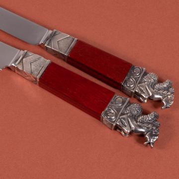 Couteau Neptune en bois ou stamina, rouge effet, dessert [2]