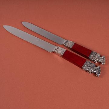 Couteau Neptune en bois ou stamina, rouge effet, dessert [1]