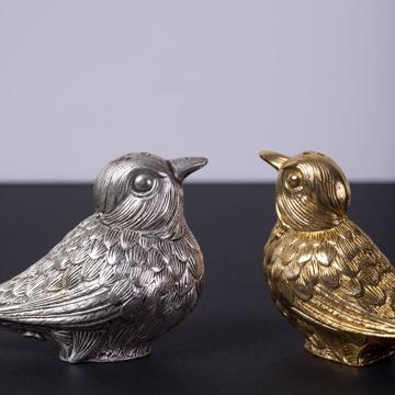Salière et poivrière Oiseau en métal argenté ou doré, multicolore, set de 2 [1]