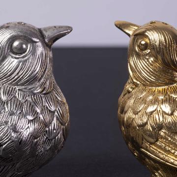 Salière et poivrière Oiseau en métal argenté ou doré, multicolore, set de 2 [4]