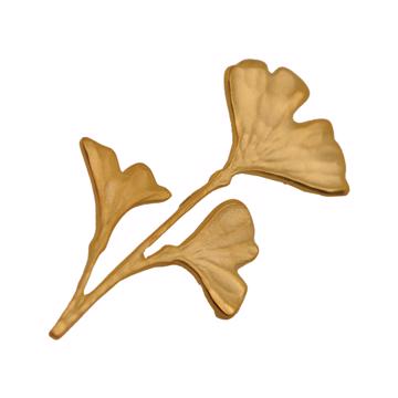Grand pin's Ginkgo en métal doré ou argenté, or
