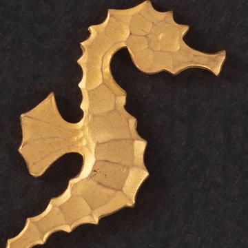 Pin's Hippocampe en cuivre argenté ou doré, or mat [4]