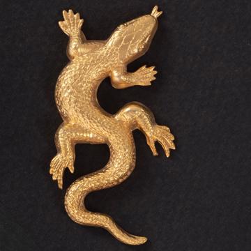 Grand pin's Lézard en cuivre doré ou argenté, or [2]