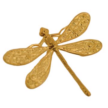 Grand pin's Libellule en métal doré ou argenté, or
