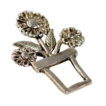 Pin's porte lunette Pot de fleur en métal argenté ou doré, argent