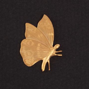 Pin's Papillon en cuivre argenté ou doré, or mat, droite [2]