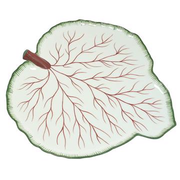 Assiette table Feuille de Rhubarbe en porcelaine de limoges, vert prairie [3]