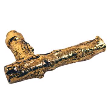 Poignée de porte Branche en métal patiné, or