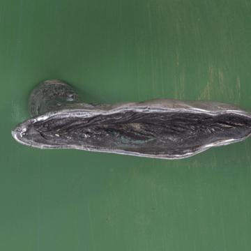 Poignée de porte Feuille d'olivier en métal patiné, argent [2]