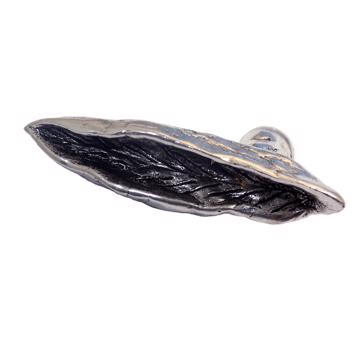 Poignée de porte Feuille d'olivier en métal patiné, argent [3]