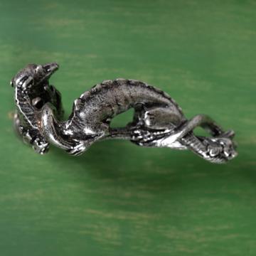 Poignée de porte Griffon en métal patiné, argent, droite [1]