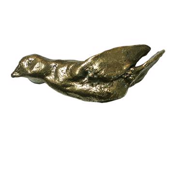 Poignée de porte Oiseau en métal patiné, bronze, droite
