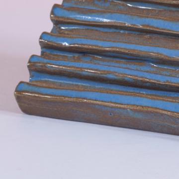 Porte Savon en grès façonné, bleu france [2]