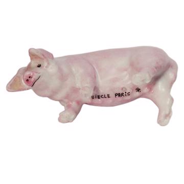 Porte pique Cochon en porcelaine, rose clair, piques standard [4]