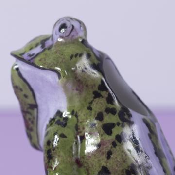 Porte pique grenouille en porcelaine, vert prairie, piques standard [3]
