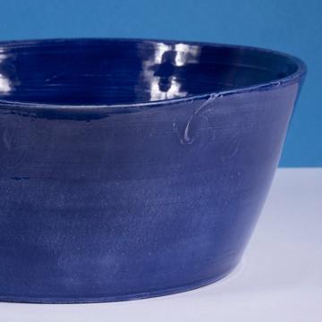 Saladier Crato en faïence tournée, bleu foncé, 28 cm diam. [4]