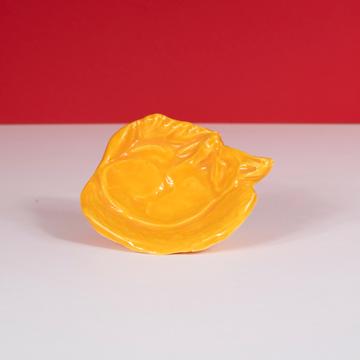 Coupelle Ecureuil en faïence, jaune orange [1]