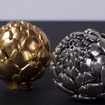 Salière Artichaut en métal argenté ou doré, multicolore, set de 2 [2]