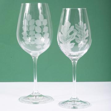 Verre à vin rouge et verre à vin blanc Feuilles en Cristal gravé, transparent, set de 2 [1]