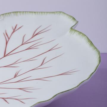 Assiette table Feuille de Rhubarbe en porcelaine de limoges, vert prairie [4]